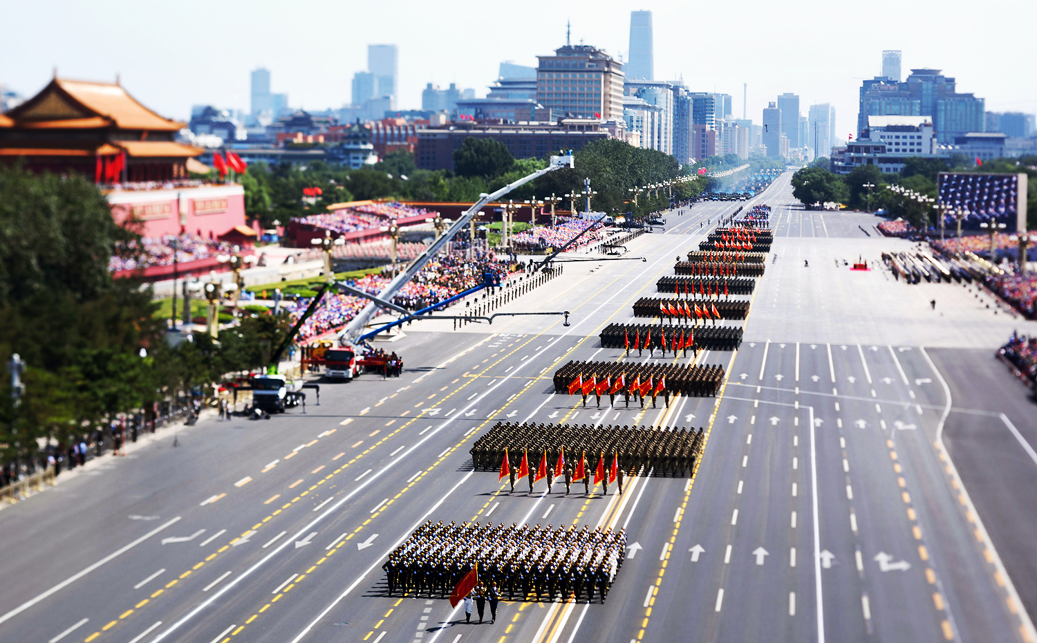 Chinese soldiers attend a parade at Tiananmen Square.Photo: Xinhua