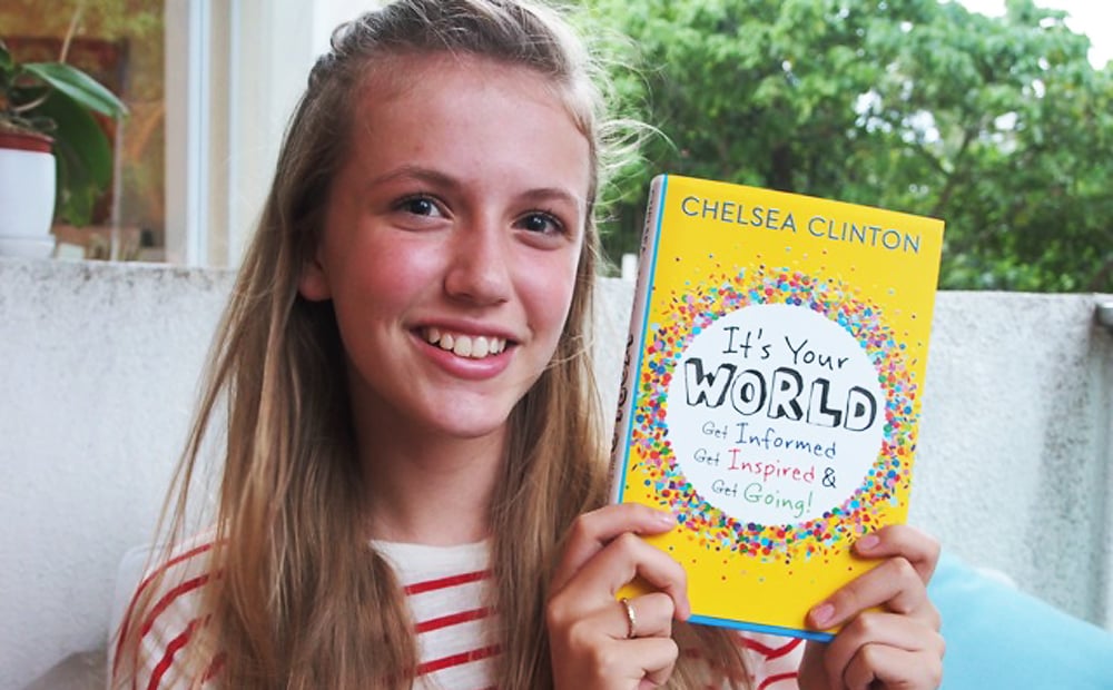 Nellie Shute with Chelsea Clinton's new book. Photo: SCMP Pictures