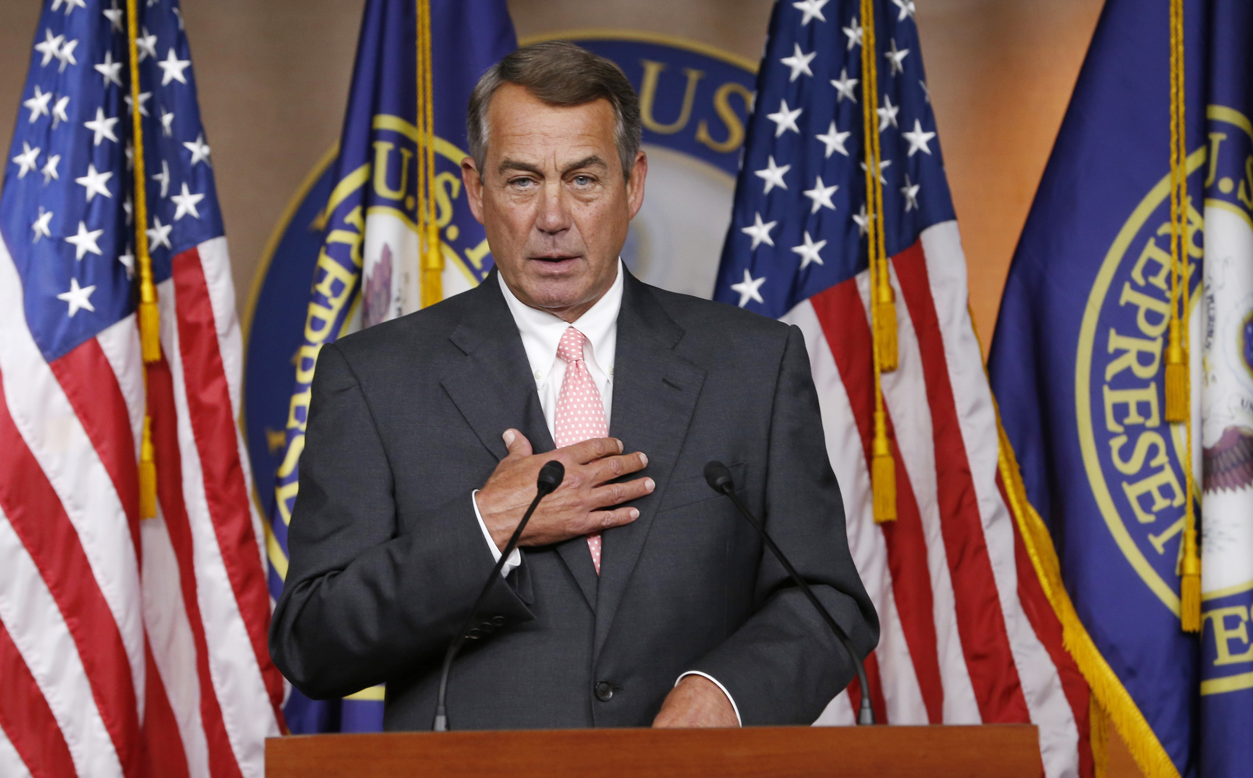 Just as US President Barack Obama was welcoming Xi Jinping to Washington, US House Speaker John Boehner (above) announced his resignation from Congress. Photo: AP

Major American bro