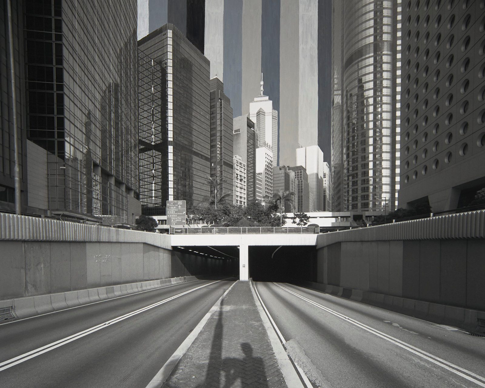 An image by South Ho of the Harcourt Road underpass from his show "good day good night" at the Blindspot Gallery.