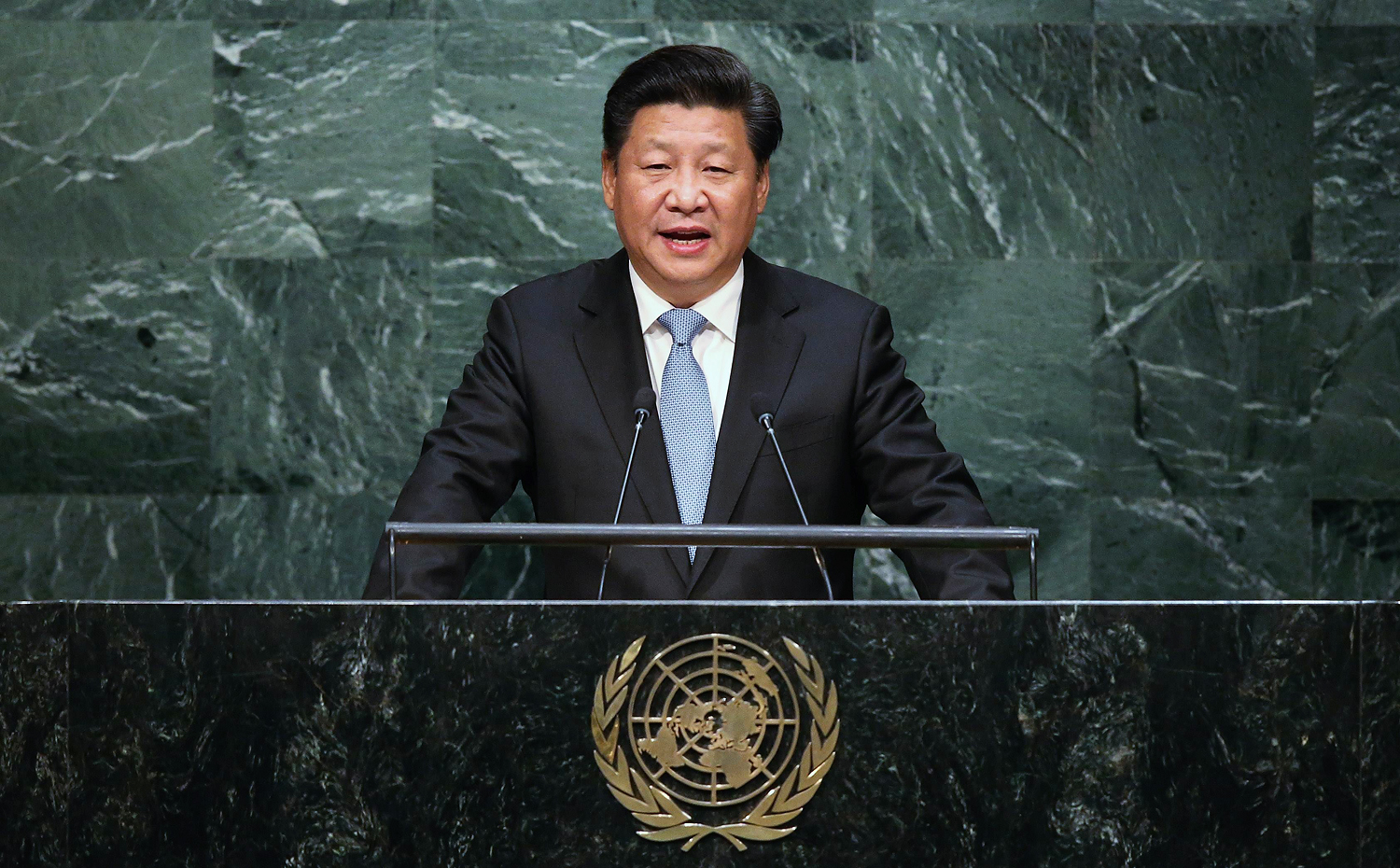 President Xi Jinping addresses the 70th session of the United Nations General Assembly on Monday. Photo: AFP