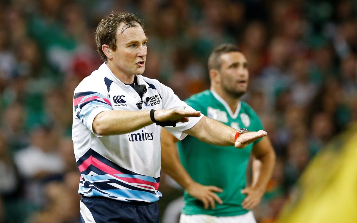 Referee Glen Jackson disallows a Canadian try after consulting the TMO during a Rugby World Cup match against Ireland. Photos: Reuters