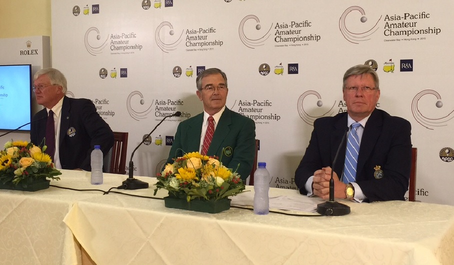 David Cherry, chairman of the Asia-Pacific Golf Confederation, Billy Payne, chairman of Augusta National Golf Club and the Masters Tournament and R&A chief executive Martin Slumbers. Photos: SCMP Pictures