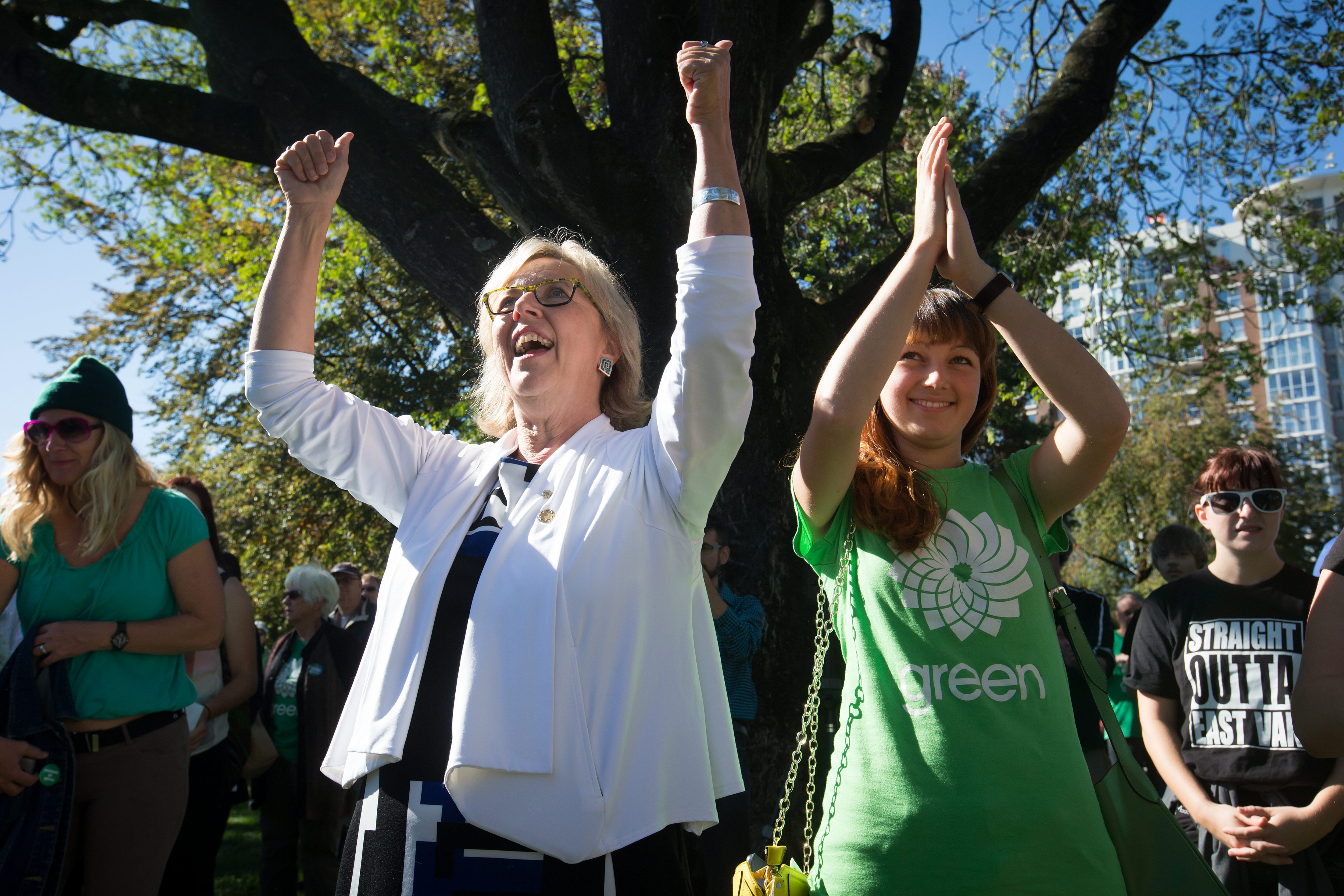 Green Party Leader Elizabeth May, left, and her daughter Victoria Cate May Burton.  Photo: AP