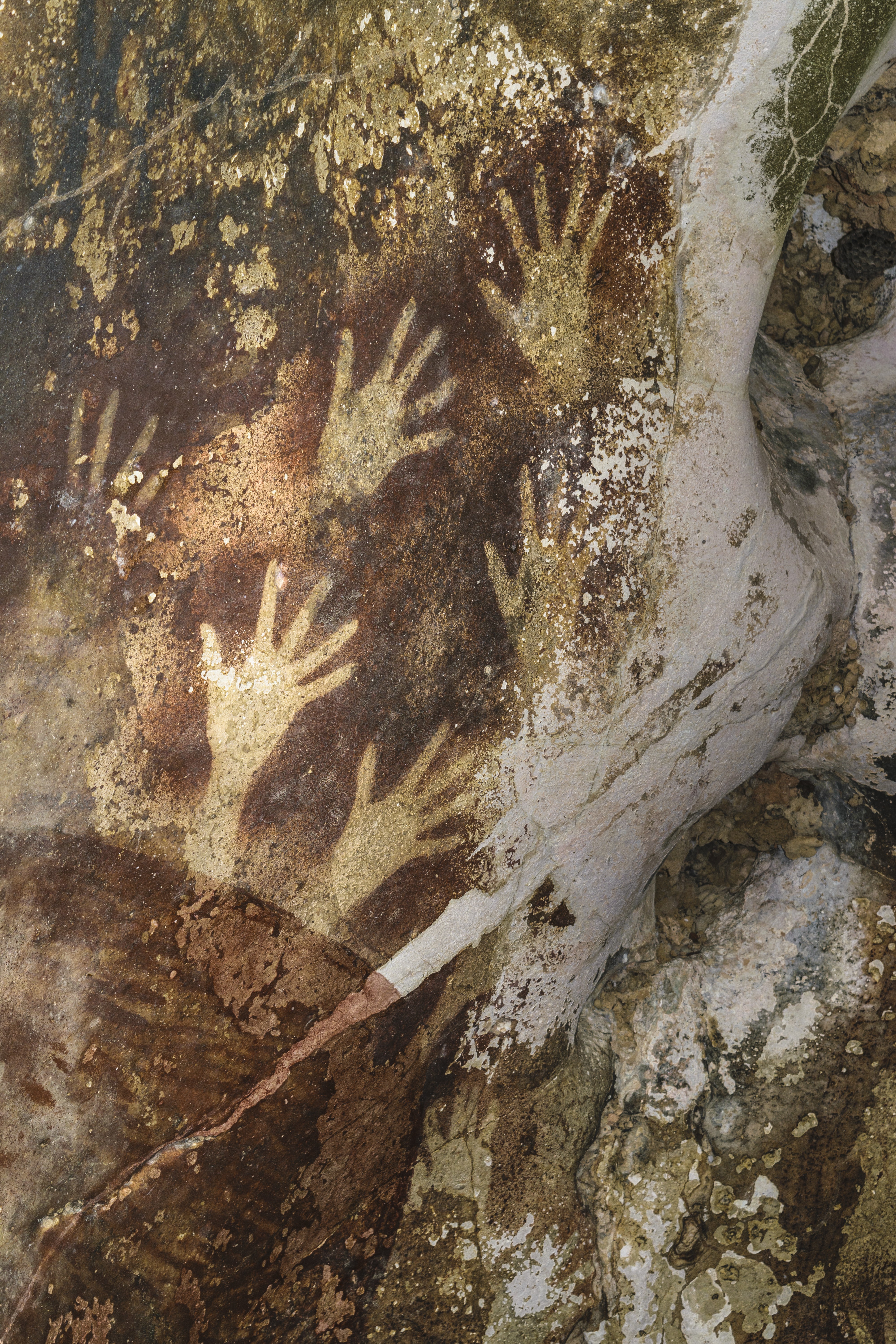Prehistoric art in the caves of Maros, near Makassar, includes the world's earliest human hand stencils.