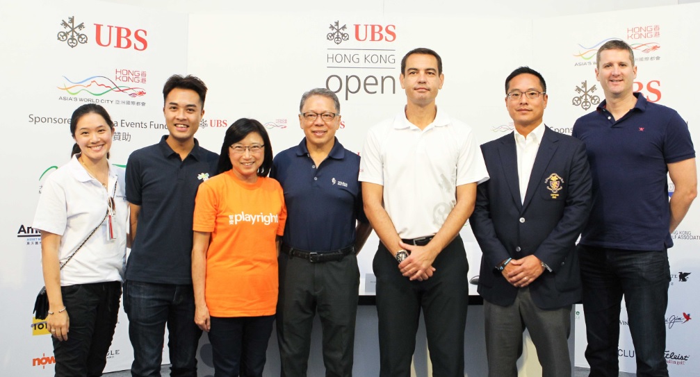 Participants at the UBS Hong Kong Open Charity Cup press conference. Toby Mountjoy is at far right. Photo: SCMP Pictures