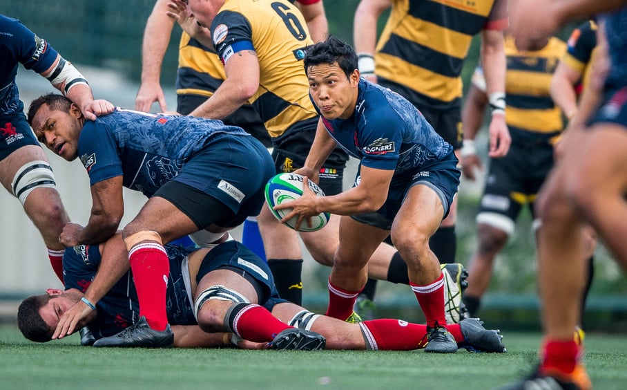 The safe hands and reliable boot of scrum-half Charles Cheung Ho-ning were key to a 20-11 win for Hong Kong Scottish over USRC Tigers in the HKRU Premiership on Saturday. Photos: HKRU