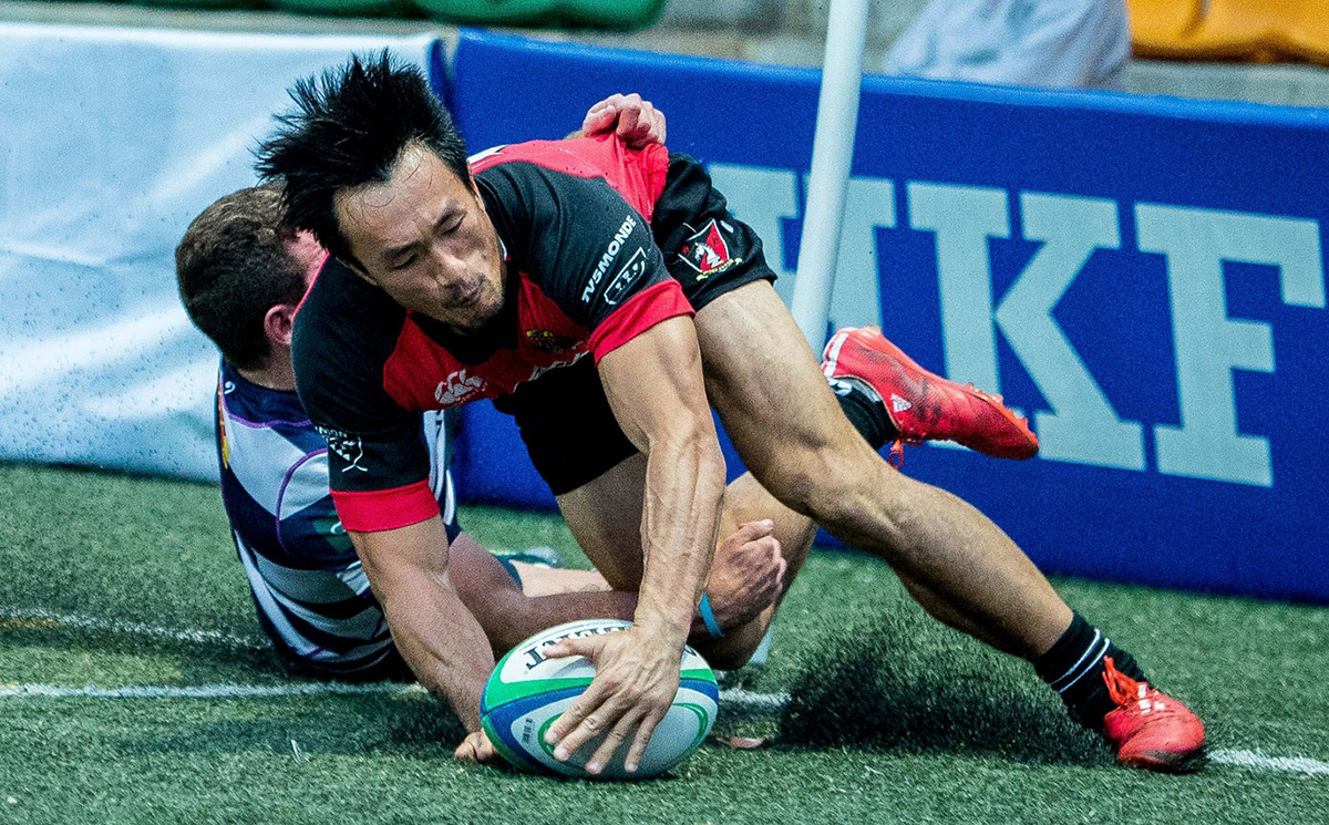 Salom Yiu Kam-shing gets over the line against HKFC two weeks ago, but it is the Sports road side who emerge victorious and become the only club to best the league champions this season. Photos: HKRU