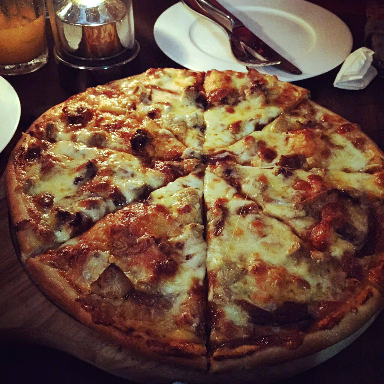 Pizza with chorizo at The Gallery
