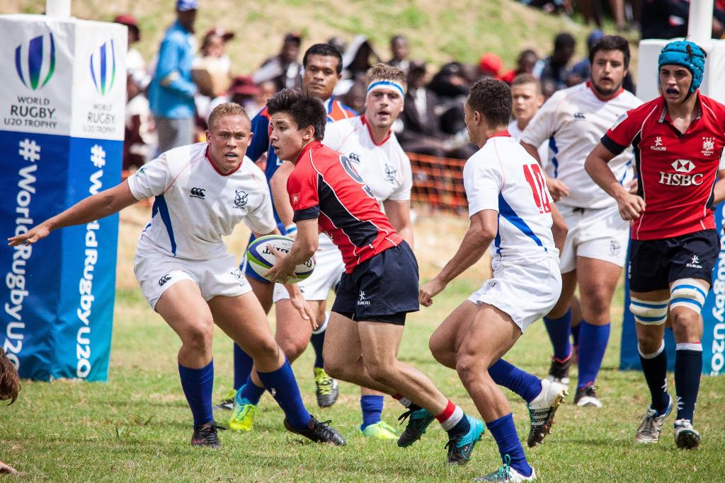 Hong Kong scrum-half Mark Coebergh looks for a way around the defence during a 70-8 loss to Namibia at the World Rugby U20 Trophy in Harare, Zimbabwe on Wednesday. Photos: World Rugby