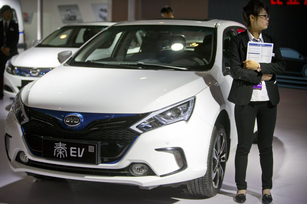 The Qin EV compact sedan is a key part of Shenzhen-based BYD's strategy to make all forms of electric-powered transport. Photo: AP