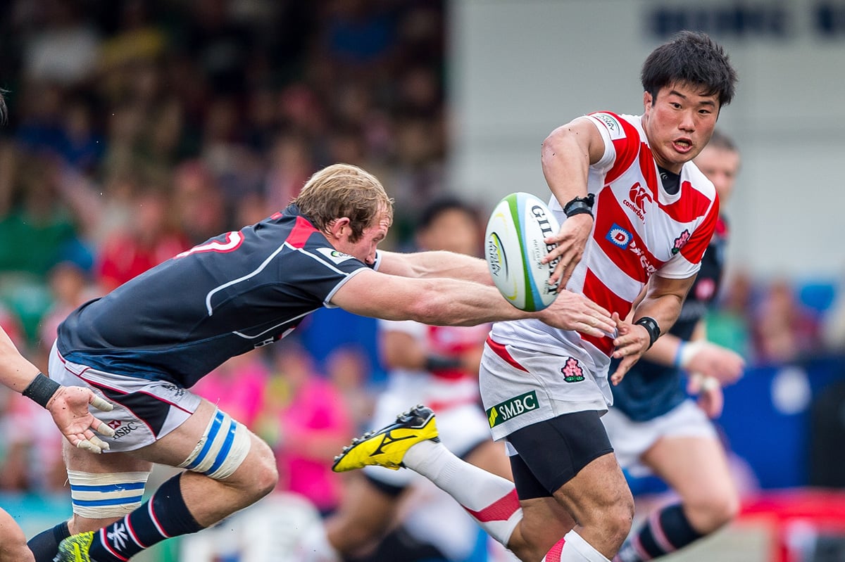 Hong Kong get to grips with South Korea in Incheon on Saturday in round two of the 2016 Asia Rugby Championship. Photo: Asia Rugby