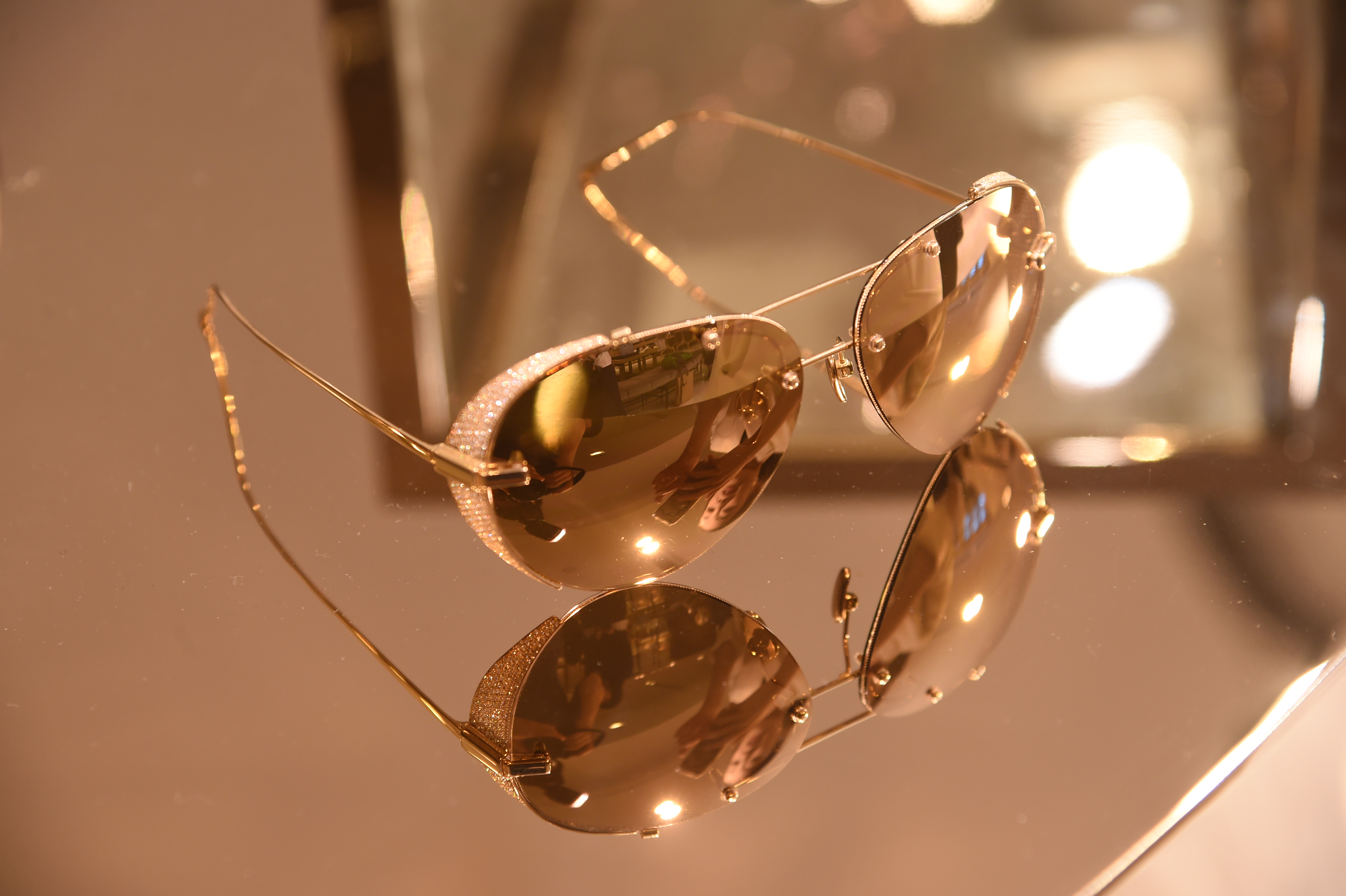 Preen x Linda Farrow -  Gold Aviator Sunglasses Aviator Sunglasses in Platinum by LINDA FARROW by LINDA FARROW main image 3