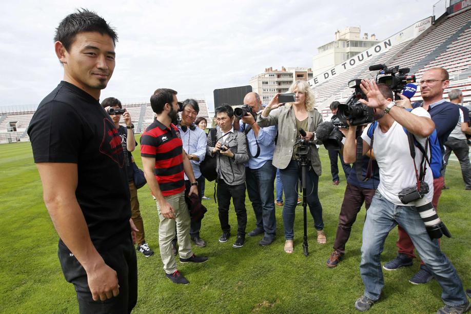 Toulon’s new Japanese recruit Ayumu Goromaru meets the media at the French Top 14 outfit’s Mayol Stadium. Photo: Reuters