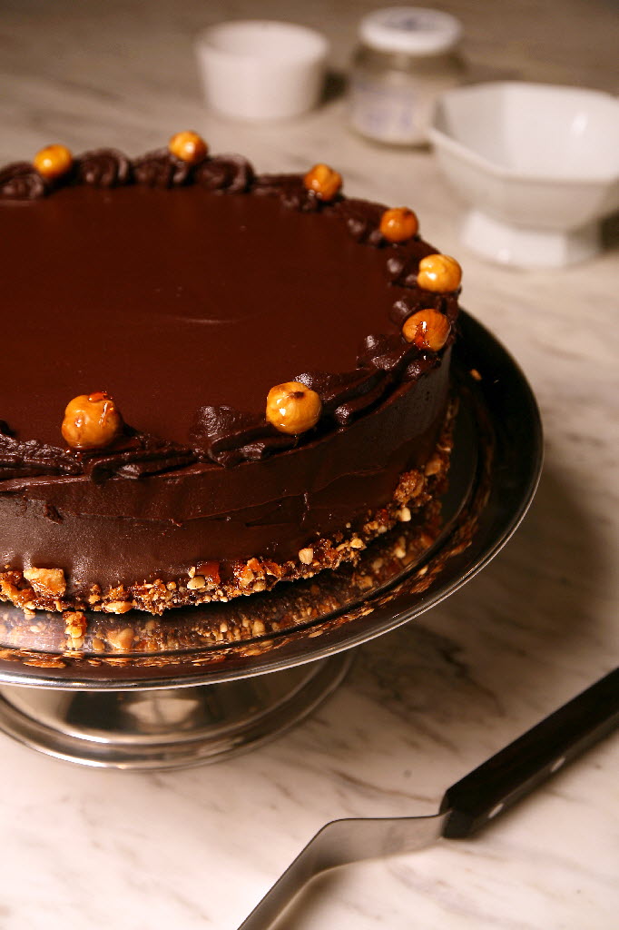 Chocolate-Orange Layer Cake with Praline Crunch – Kitchen Catastrophes