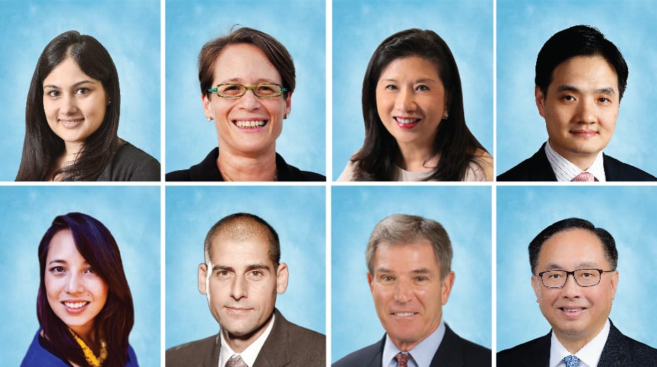 Upper from left: Roopa Purushothaman, Christine Bader, Marjorie Yang and Stephen Wong
Lower from left: Erica Kochi, Ami Dror, Stephen Ciesinski and Nicholas Yang