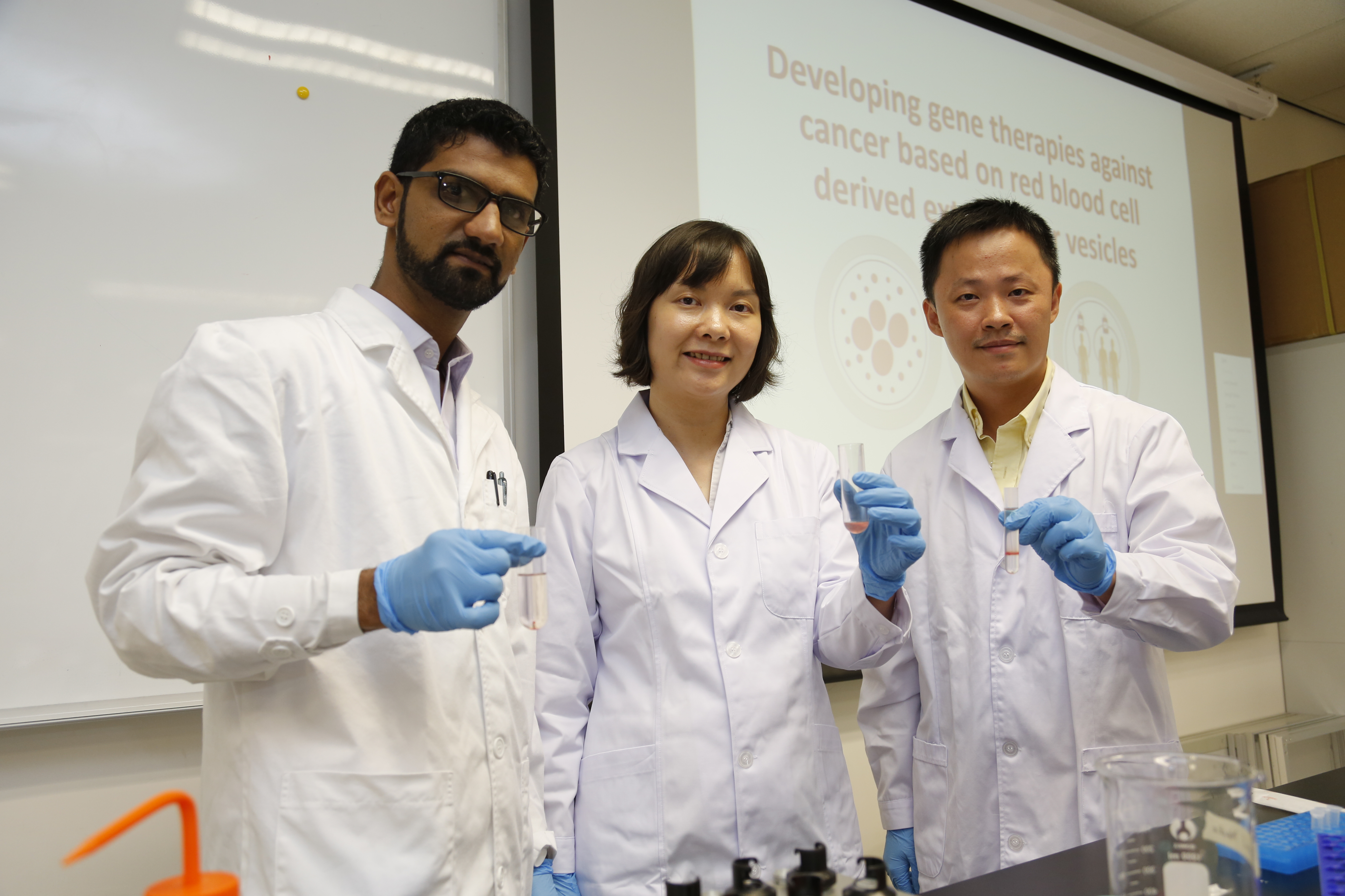 (From right) Dr Shi, Dr Le, and PhD student Waqas Muhammad Usman.