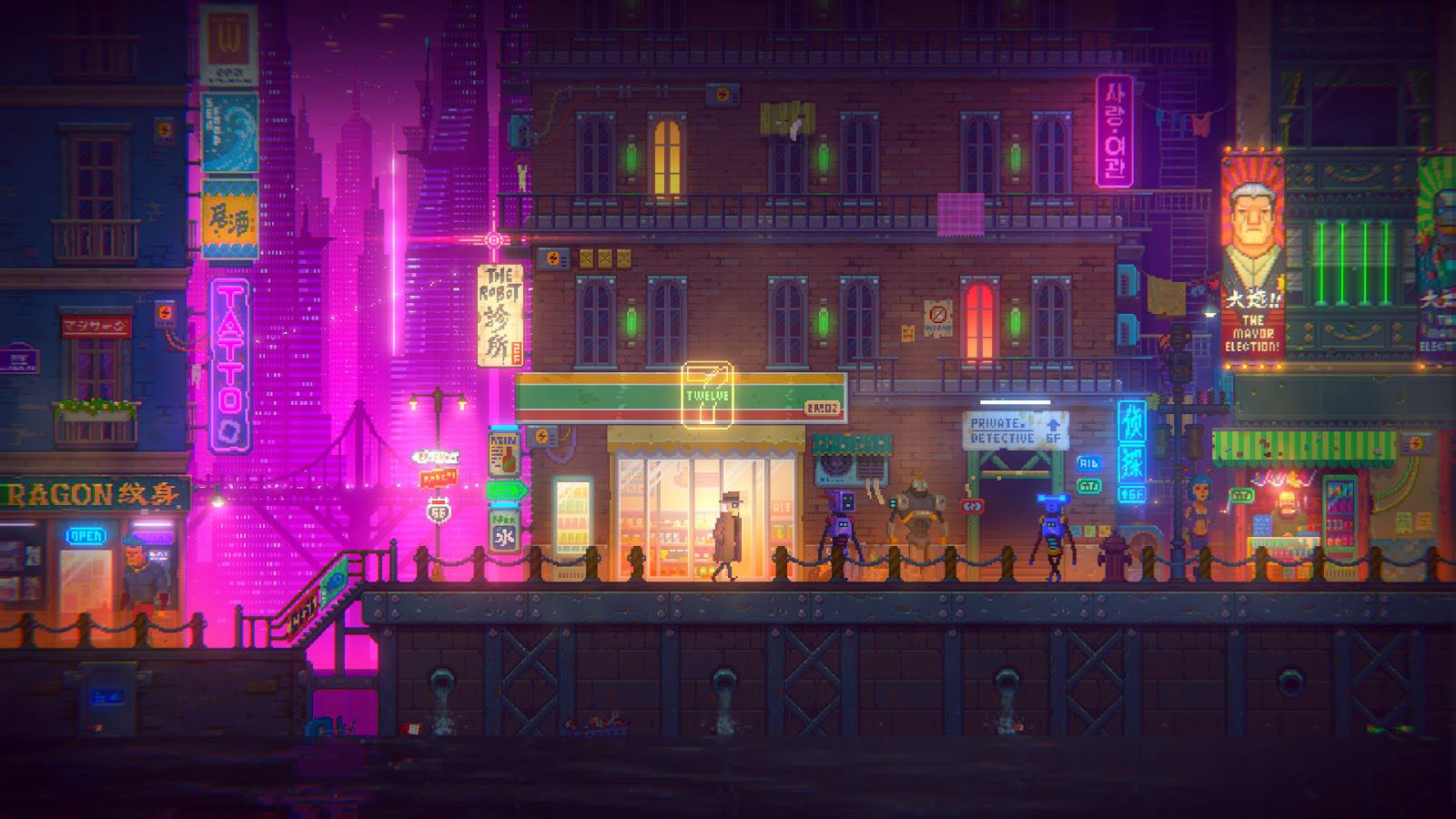 Tales of the Neon Sea is good at creating the cyberpunk atmosphere in the game, but it feels empty at heart without good gameplay design. (Picture: Palm Pioneer)