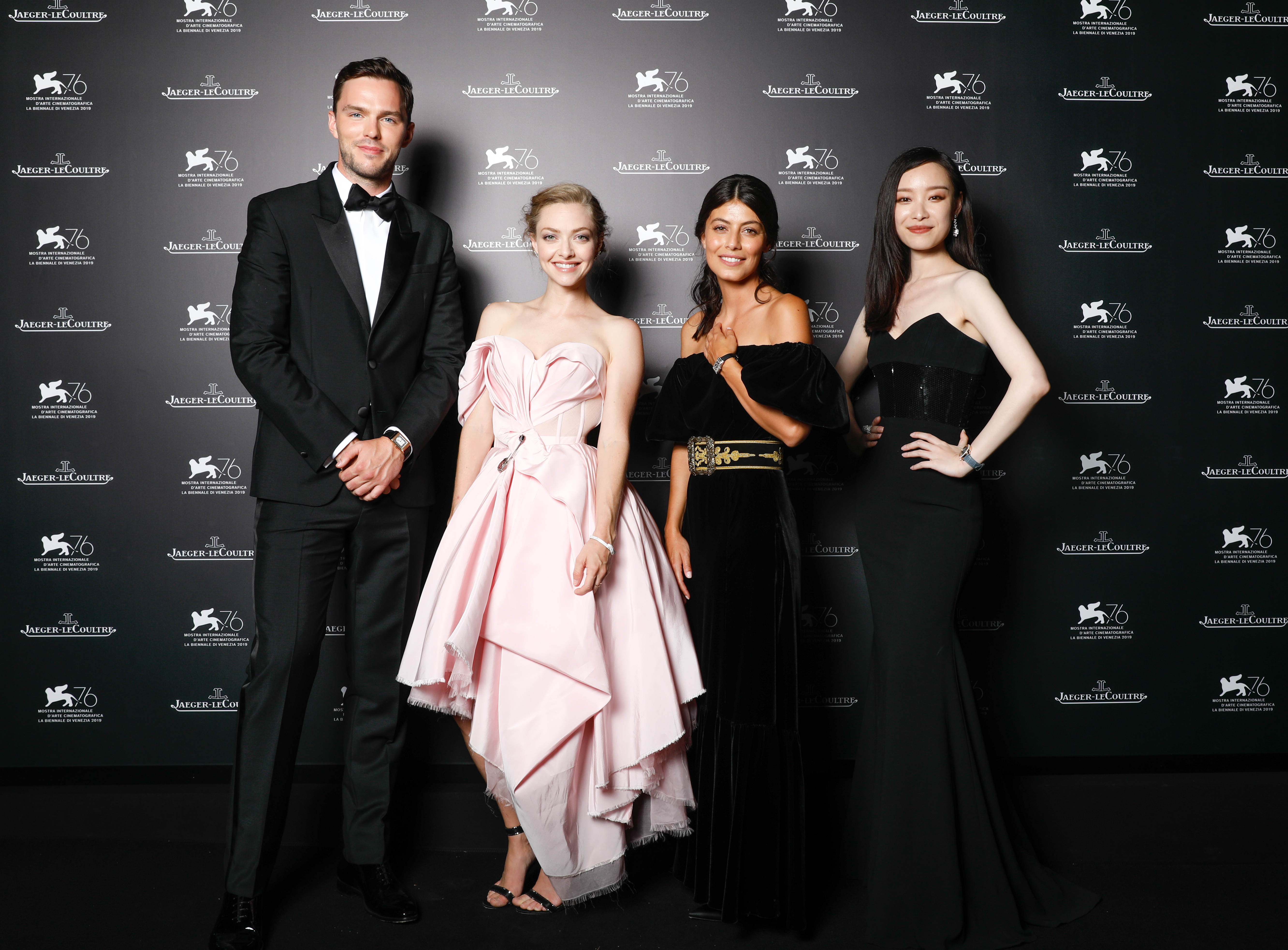 Nicholas Hoult (left), was one of the male celebrities who rocked a double-dial wristwatch at the Venice Film Festival, pictured here with Amanda Seyfried, Alessandra Mastronardi and Ni Ni. Photo: Sebastiano Pessina