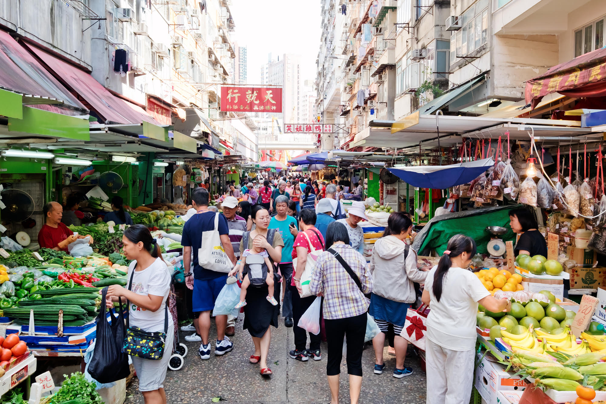 Yau Ma Tei wet market in Hong Kong. Pork producer WH Group was among stocks that gained on the Hang Seng after the first day of trade talks went "very well," according to US President Donald Trump. 