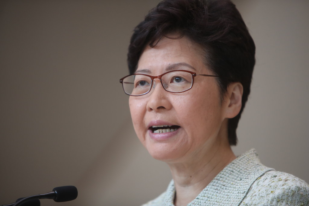 Chief Executive Carrie Lam had to abandon her live policy address after being repeatedly heckled. Photo: Winson Wong