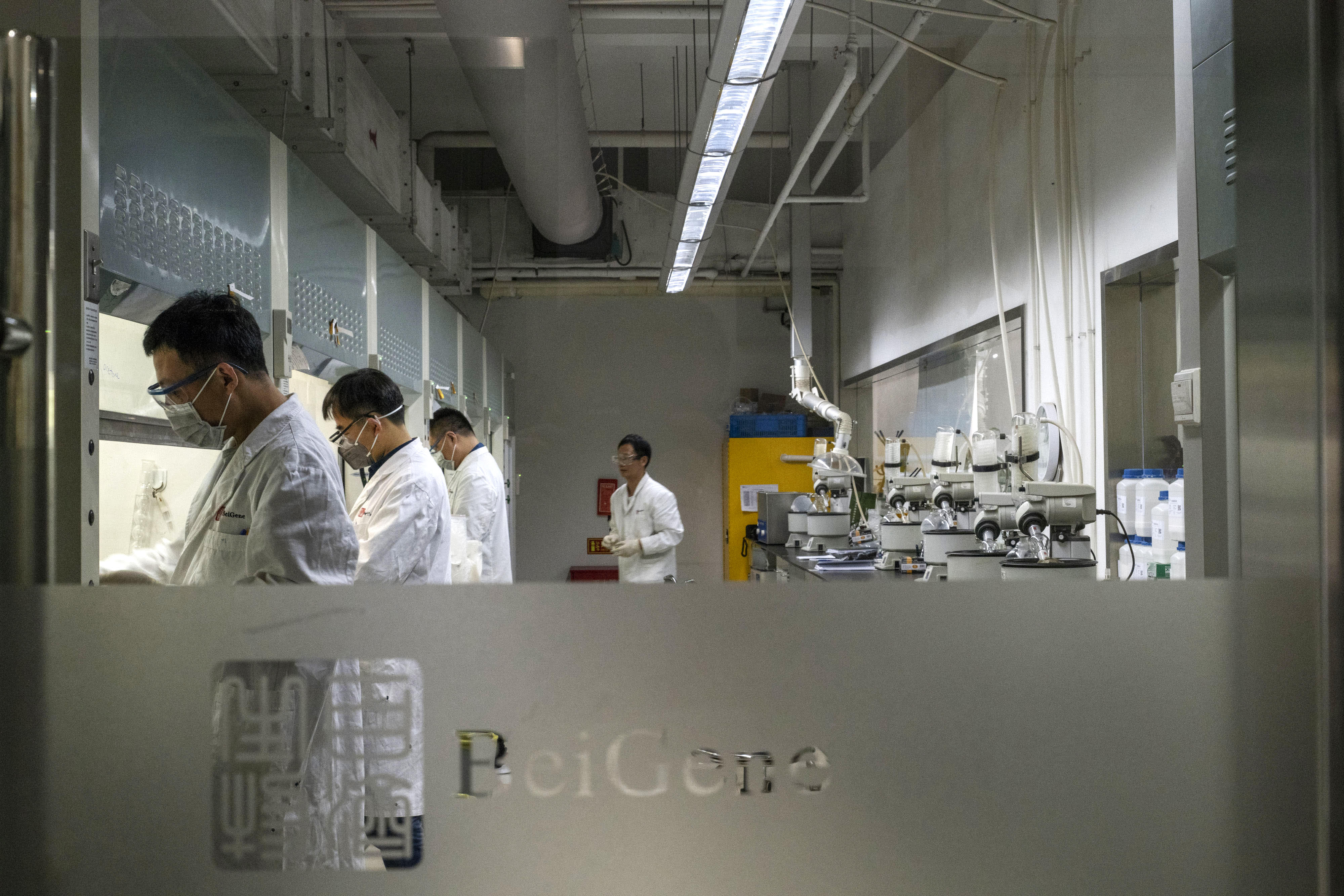 BeiGene researchers work in a laboratory in Beijing. Photo: Bloomberg