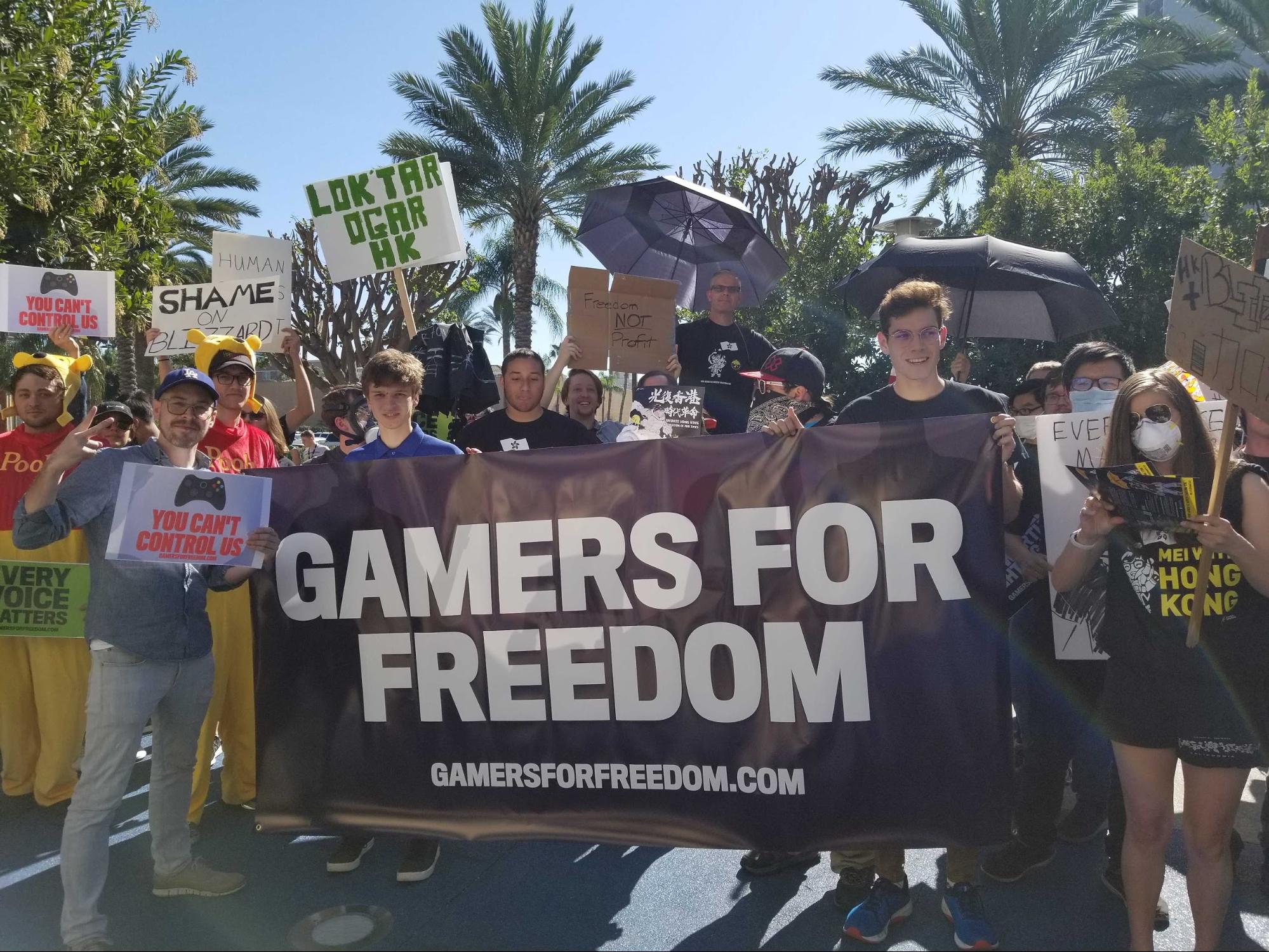 Gamers For Freedom, which is part of Fight for the Future, organized a protest outside BlizzCon. (Picture: Fight for the Future)