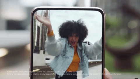 The Samsung Galaxy A80 has a camera that automatically flips between front and back. (Picture: Samsung)  