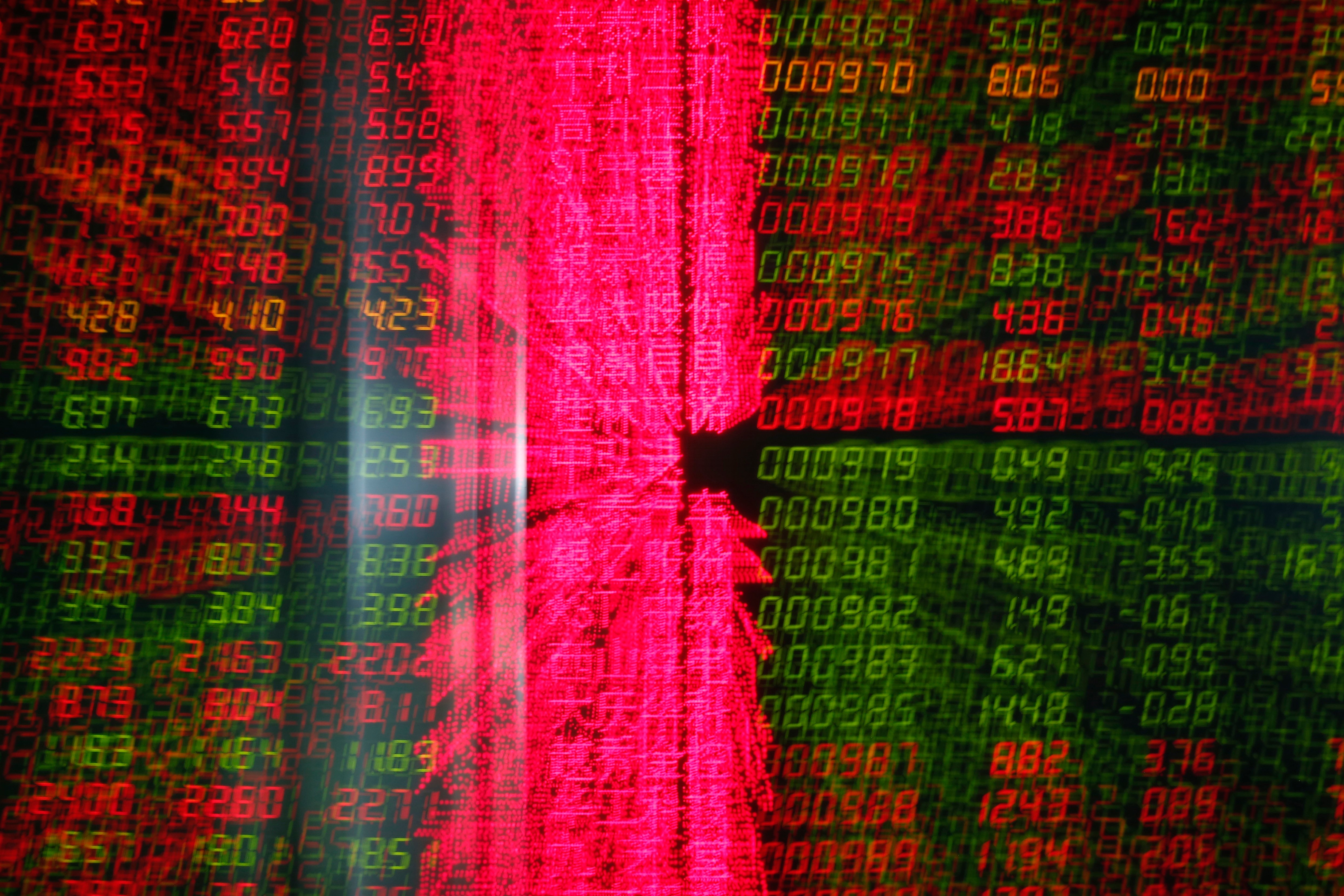 An electronic board shows stock prices at a securities brokerage house in Beijing. Photo: EPA-EFE