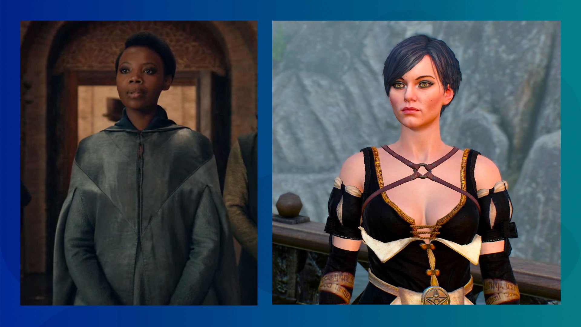 Fringilla in the show versus Fringilla in the game. (Picture: CD Projekt Red/Netflix)