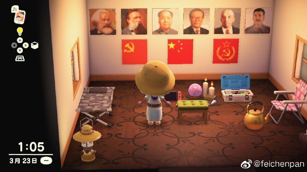 A player put up portraits of Karl Marx, Friedrich Engels, Mao Zedong, Jiang Zemin, Vladimir Lenin and Joseph Stalin in his house. These types of portraits used to be more common in China. (Picture: Feichenpan/Weibo)