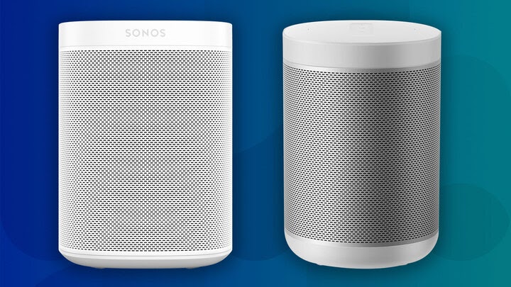 The Sonos One (left) and Xiaomi’s latest smart speaker (right) both have a similar wraparound metal plate. (Picture: Sonos/Xiaomi)