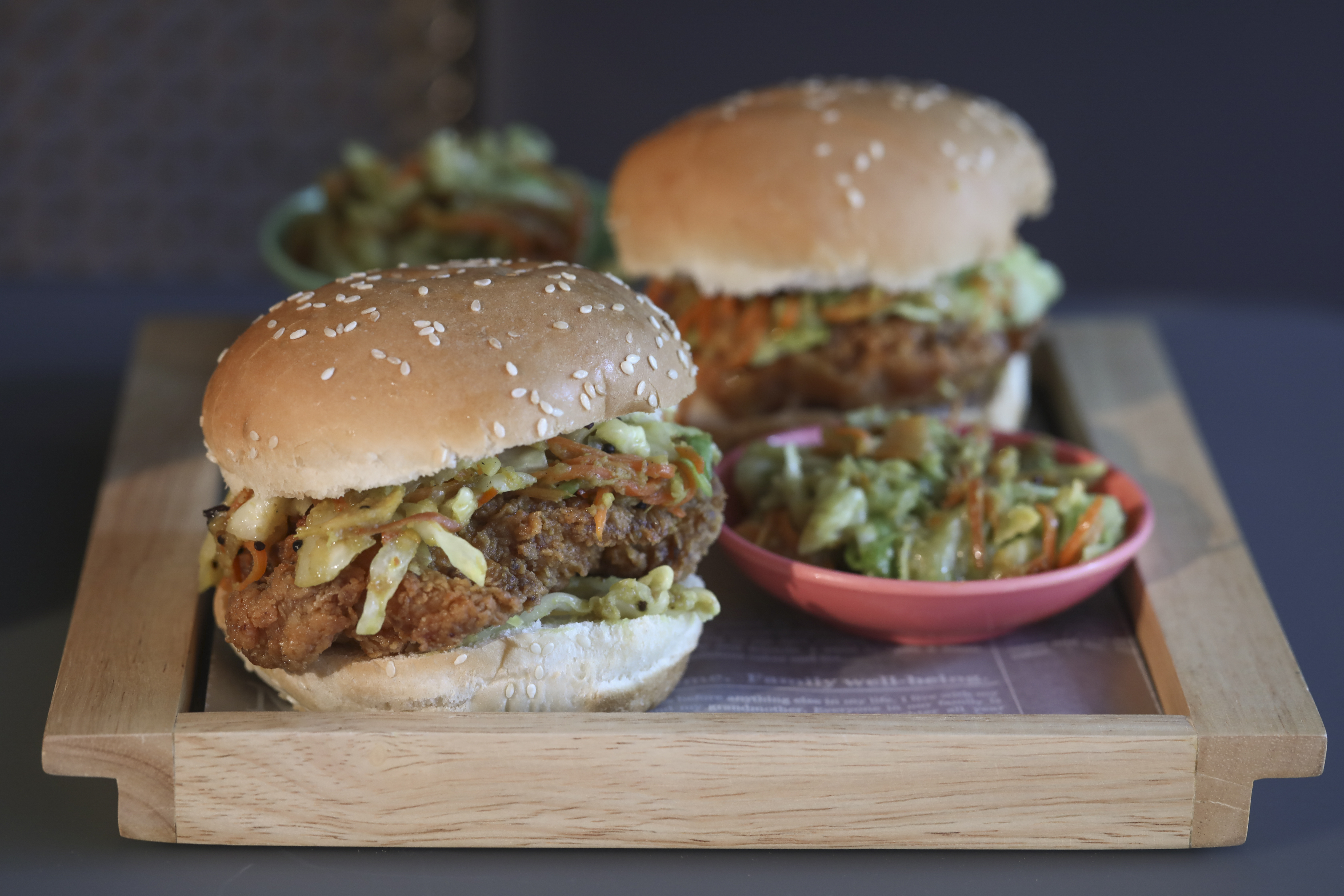 Fried chicken sandwiches with acar slaw