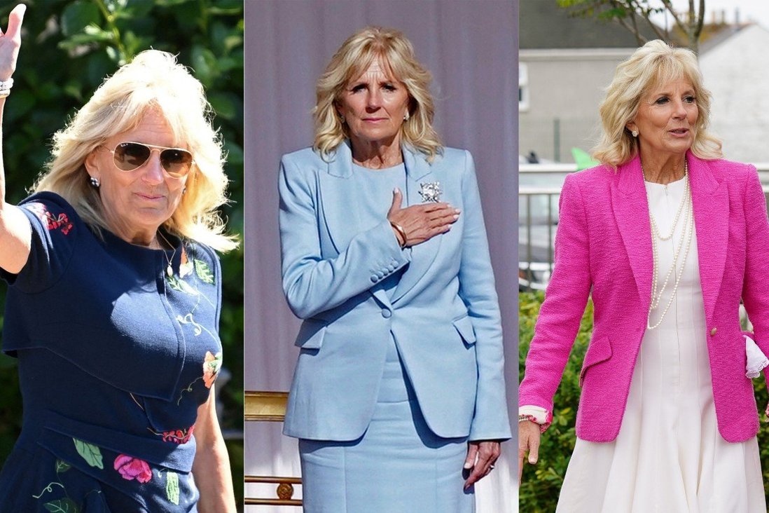 US first lady Jill Biden’s looks on her first international trip to the UK, where she met the queen, the Duchess of Cambridge and the UK Prime Minister and wife. Photos: AFP, AP, Reuters
