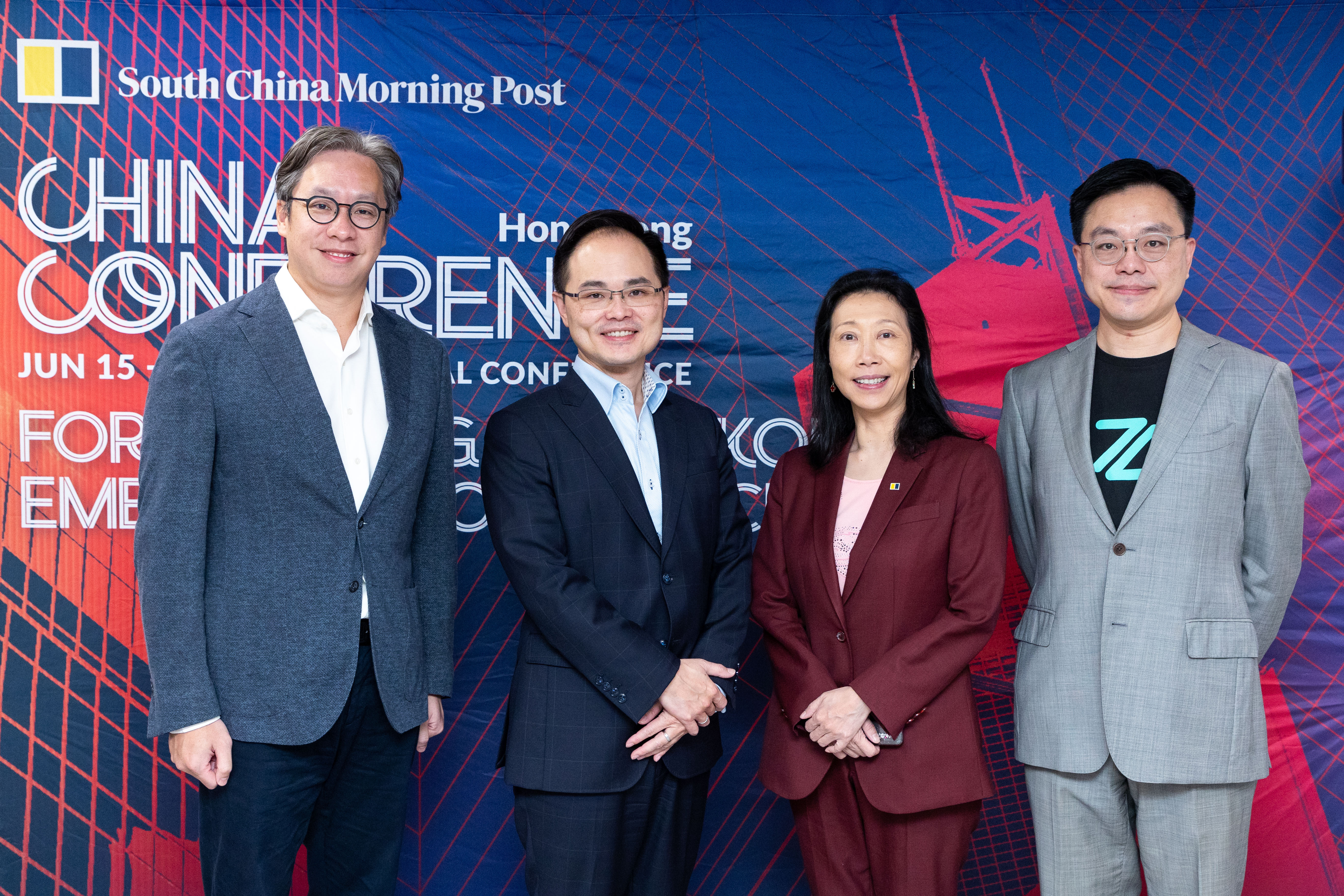 (L-R) Lawrence Lam, Chief Executive & Consumer Business Manager of Citibank Hong Kong; Ryan Fung, Chief Executive of Ping An OneConnect Bank; Enoch Yiu, Chief Reporter specializing in business at SCMP; Rockson Hsu, Chief Executive Officer of ZA Bank. Photo by: Alex Ma