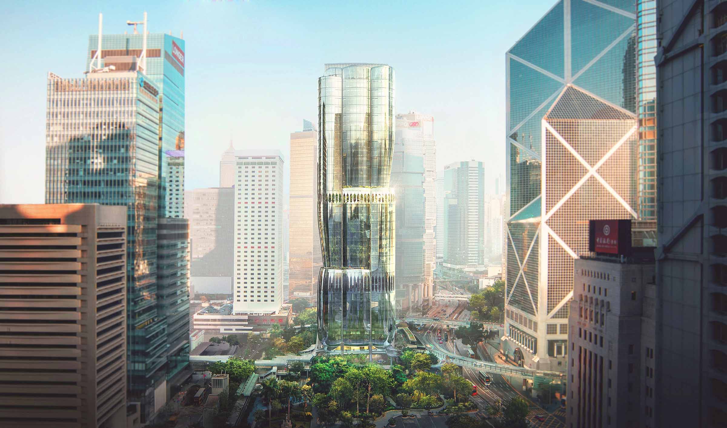 The Henderson, located adjacent to Hong Kong Park and Chater Garden in Hong Kong’s Central Business District, is set to become “an icon amongst icons”. (Rendering by Arqui9)