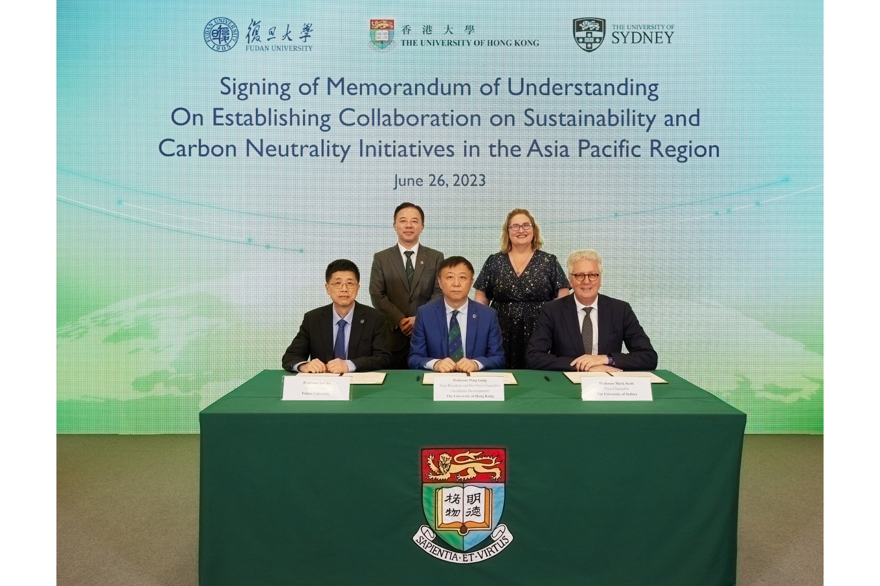 Promoting sustainability through collaboration: The University of Hong Kong joins hands with Fudan University and the University of Sydney to advance research and education programmes.