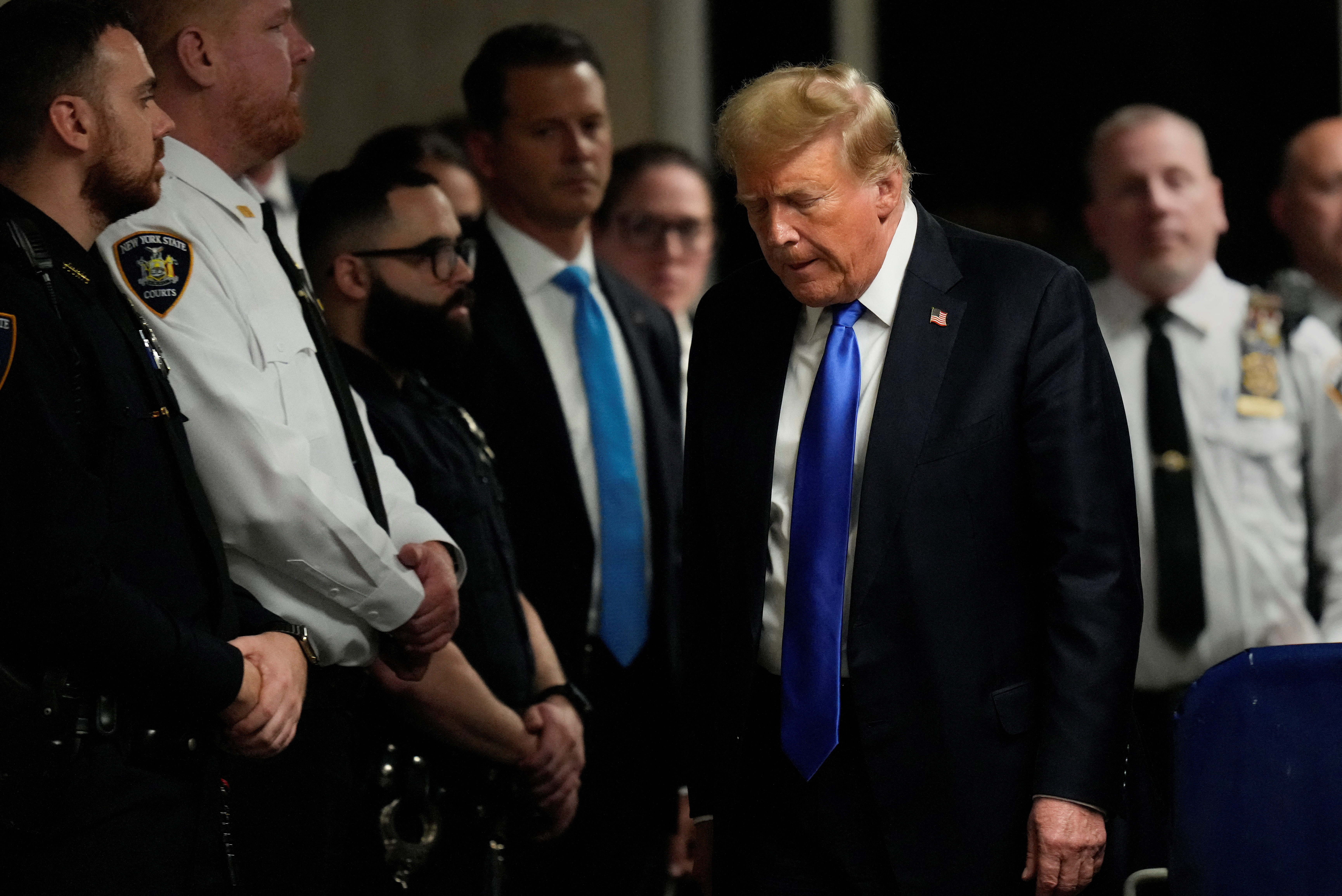 Former US president Donald Trump Former President Donald Trump leaves Manhattan Criminal Court in New York City on Thursday after being found guilty on 34 felony counts of falsifying business records in the first degree. Photo: AP