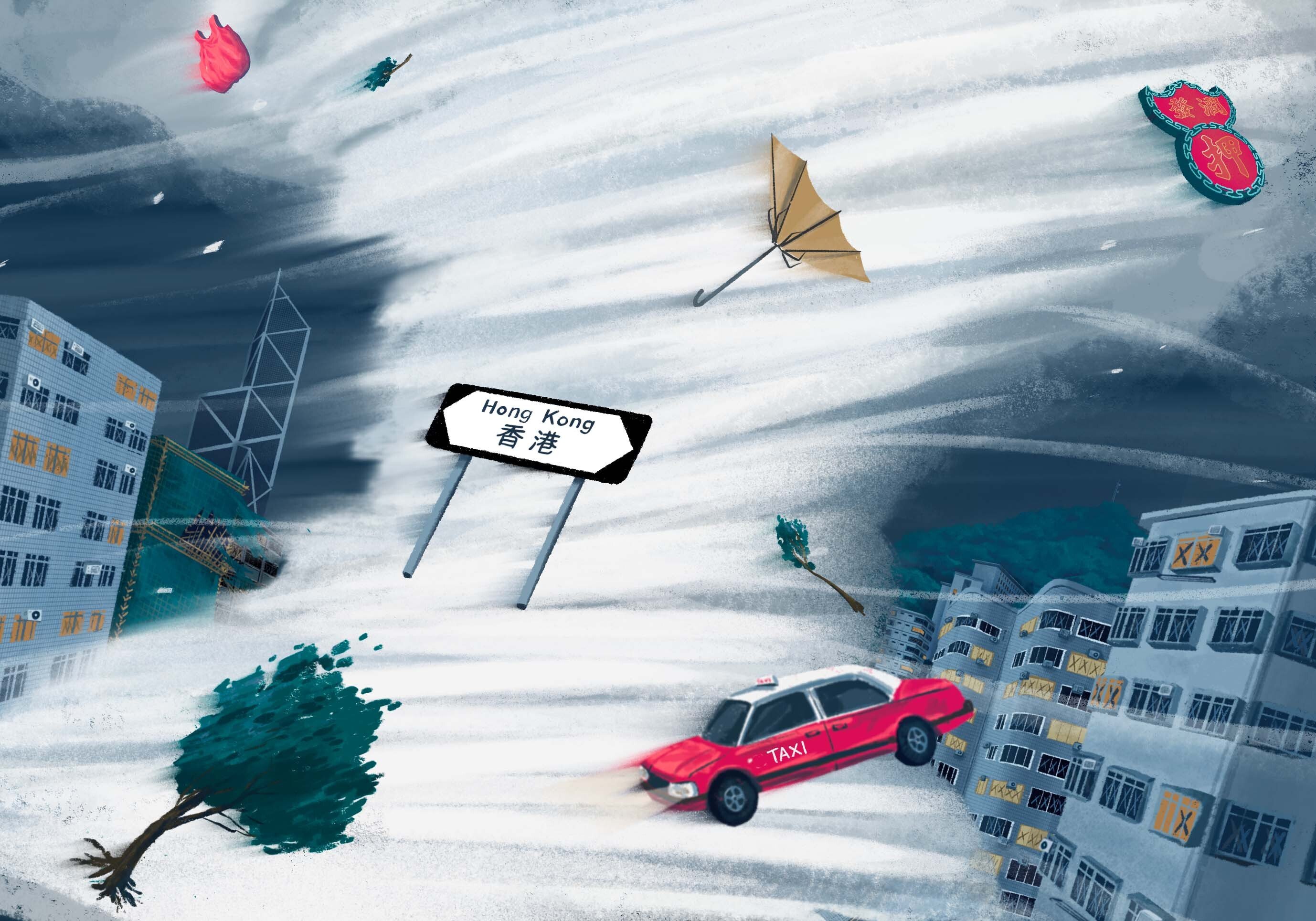 When a typhoon hits Hong Kong