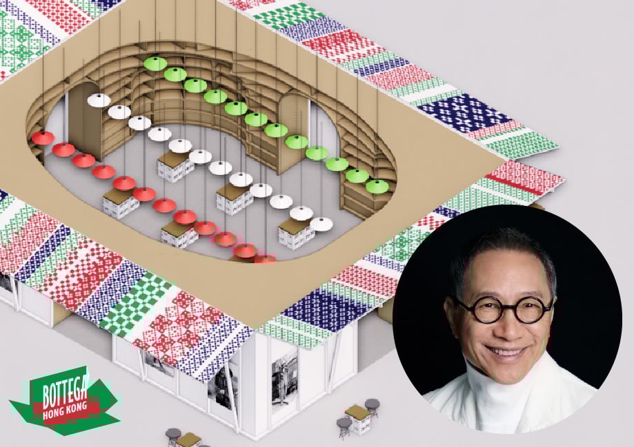 Alan Chan with his latest installation, “BOTTEGA HK”, crafted for DesignInspire 2025 to express Hong Kong’s East-meets-West heritage.