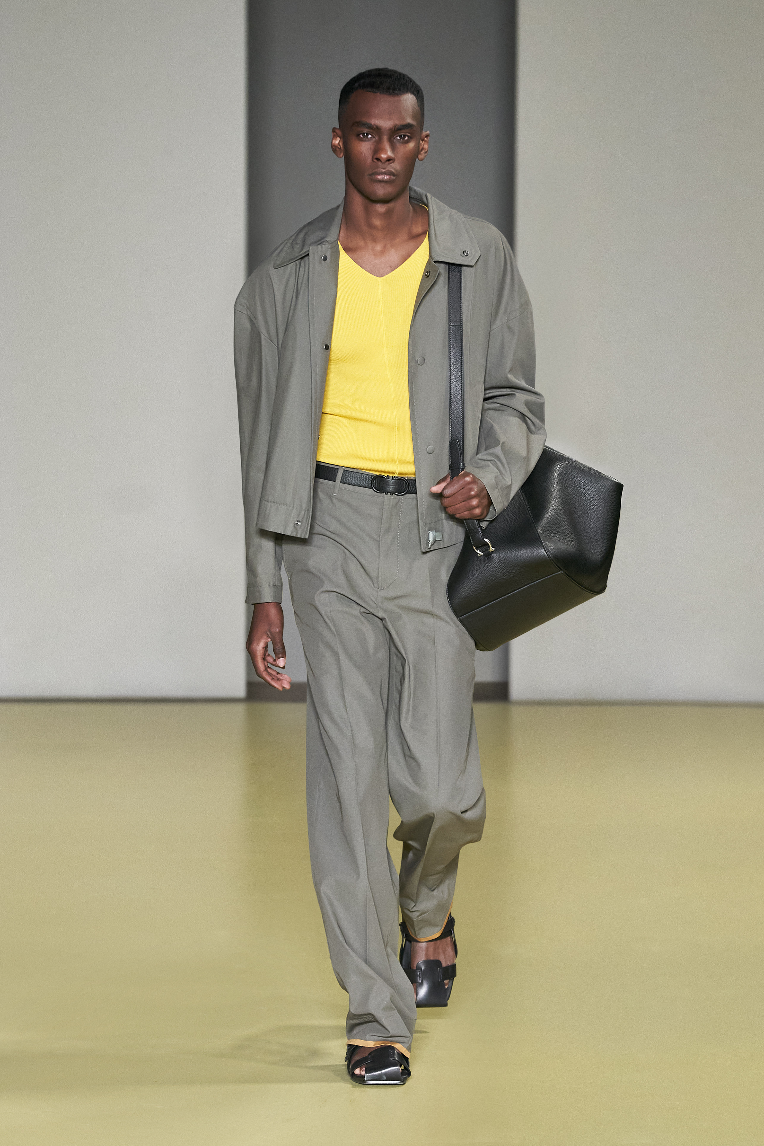This look from Ferragamo’s menswear for spring/summer 2021 uses Pantone’s two colours of the year. Photo: Ferragamo