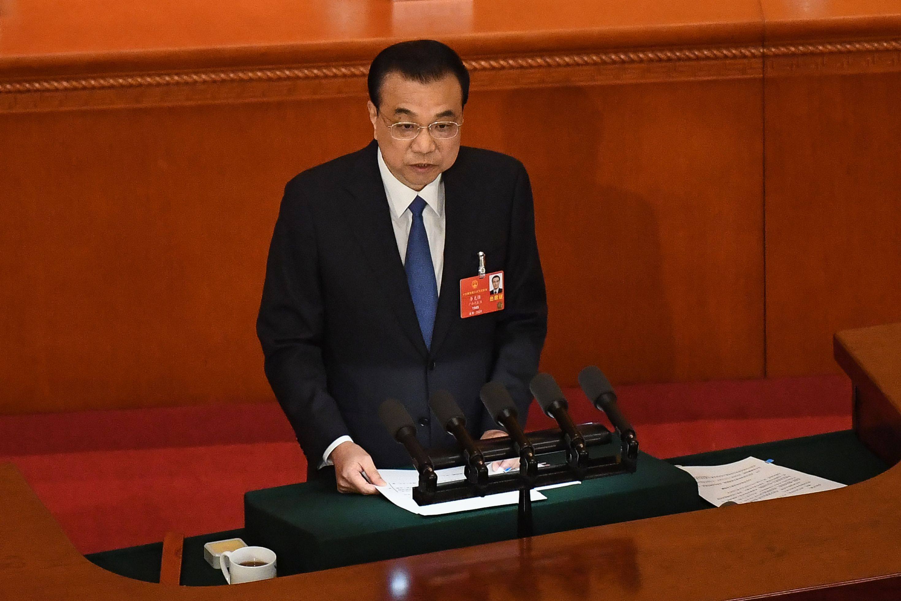 Chinese Premier Li Keqiang delivers his work report during the opening session of the National People’s Congress in Beijing on May 22, 2020. The policy dynamics are shifting this year in Beijing. Photo: AFP