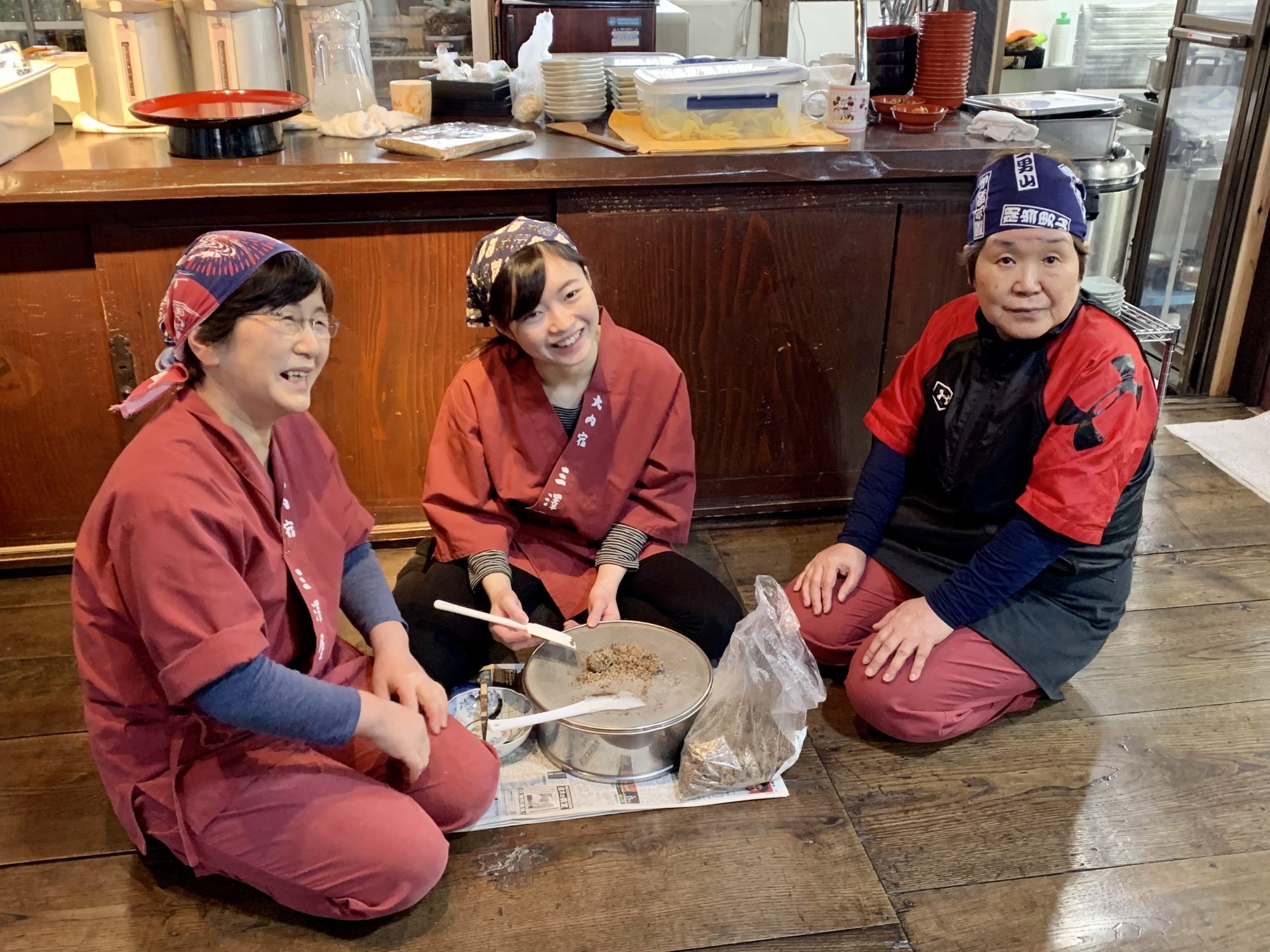 Soba noodle makers at Misawaya restaurant in Ouchijuku. Photo: Lee Cobaj