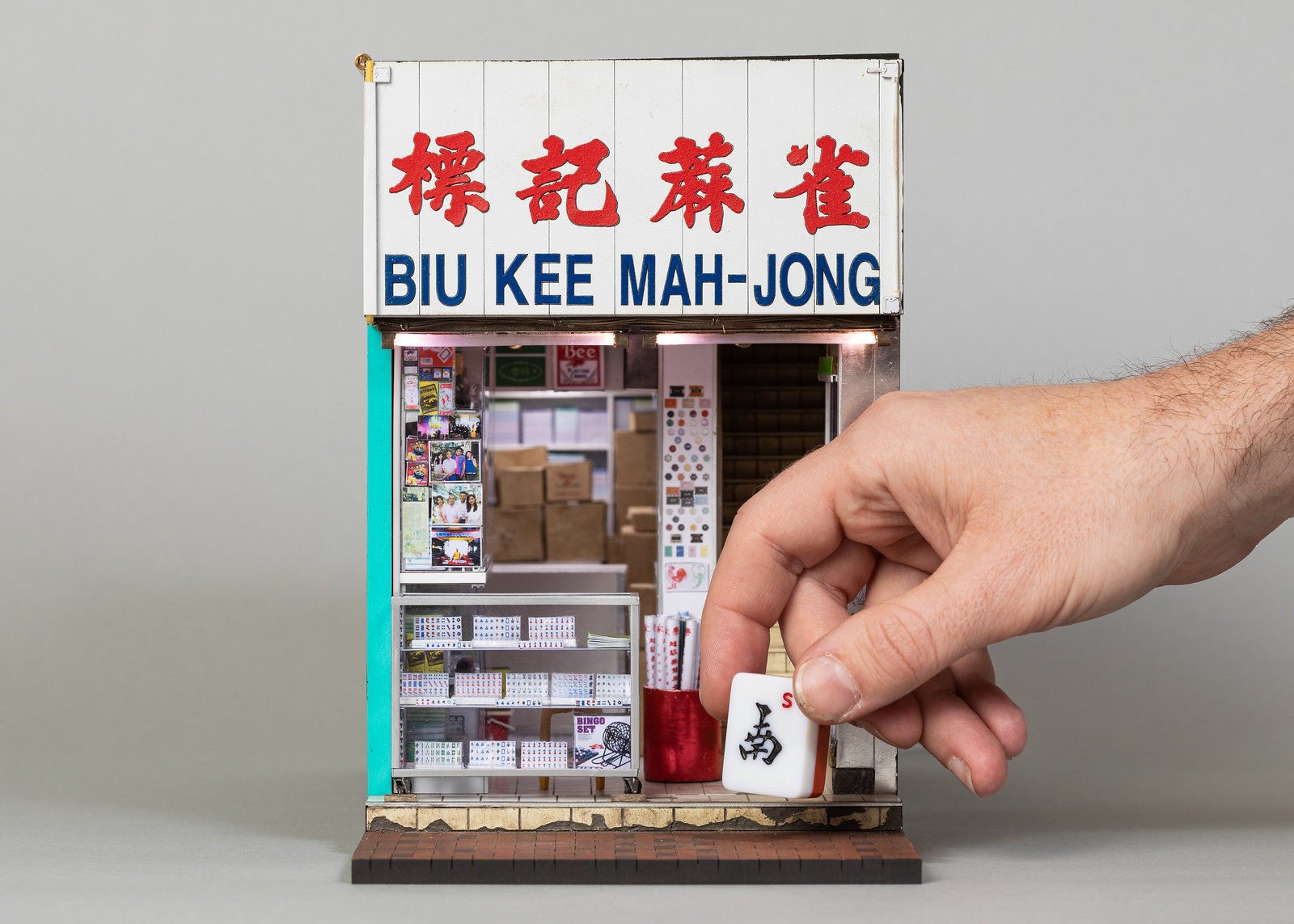 Joshua Smith’s model of Biu Kee Mahjong in Hong Kong, made without seeing the shop in person. Photo: Andrew Beveridge