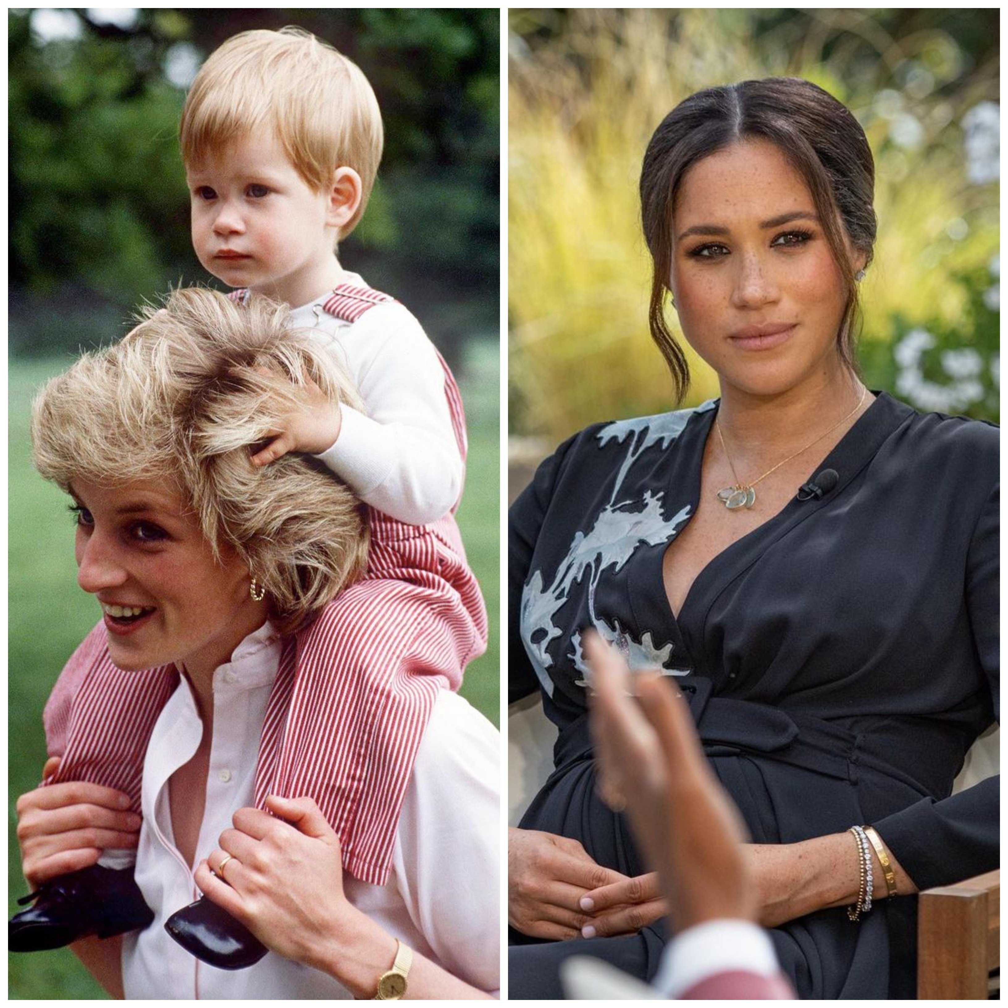 Princess Diana with Prince Harry, and Meghan Markle. Members of the House of Windsor – whether by birth or marriage – still have little autonomy over their personal lives. Photo: @oprahmagazine