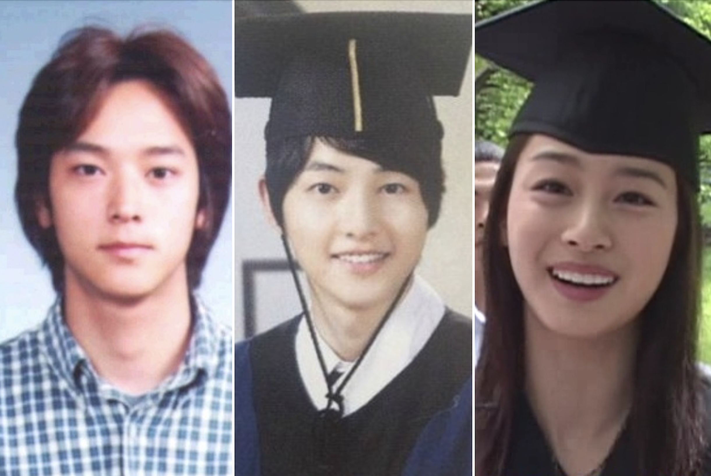 Gang Dong-woo, Song Joong-ki and Kim Tae-hee’s graduation photos. Photos: @v2pN9eJYc9hy0YU; @runrunhaha1; @jasminetheaz/Twitter, MBC