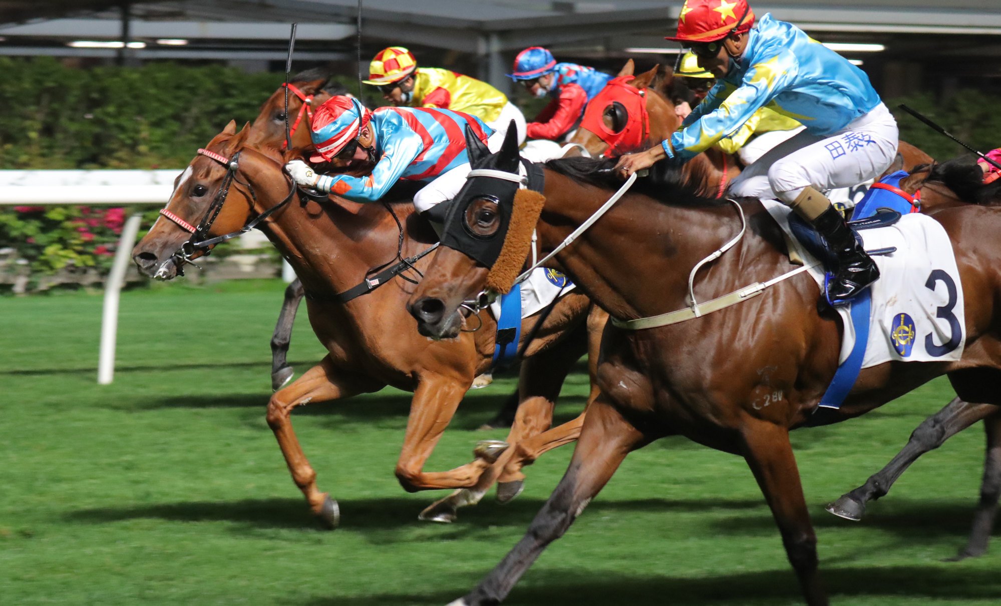 Ruan Maia drives Bulletproof through to win at Happy Valley on Wednesday night.