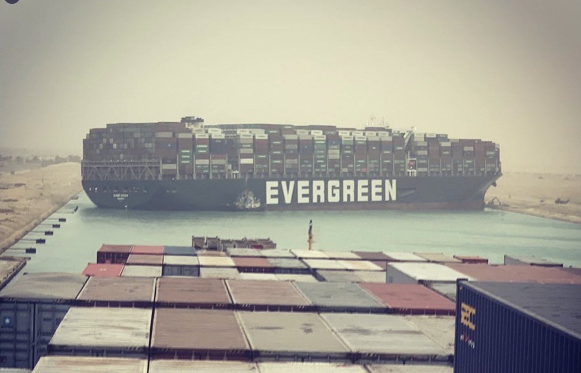 Frantic efforts are under way to free the 400-metre long, 200,000-tonne Ever Given, one of world’s largest container ships. Photo: Handout
