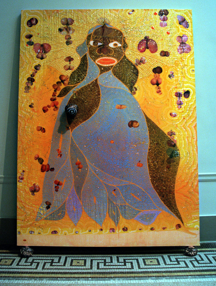 Chris Ofili’s dung-encrusted painting, “The Holy Virgin Mary”, was shown in New York in 1999 and scandalised the city’s then mayor, Rudy Giuliani. Photo: AP