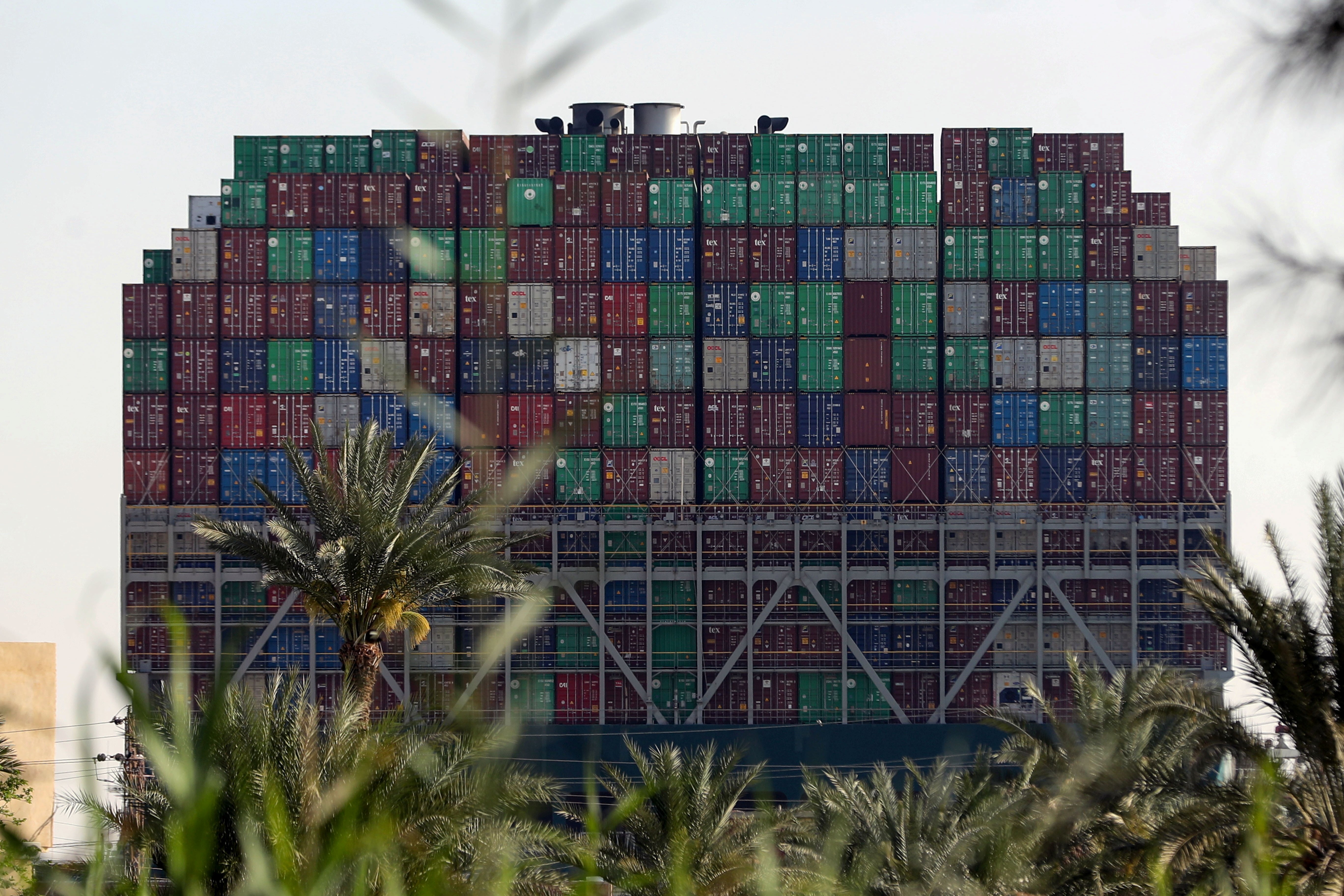 The Ever Given, one of the world’s largest container ships, ran aground in the Suez Canal. Photo: Reuters